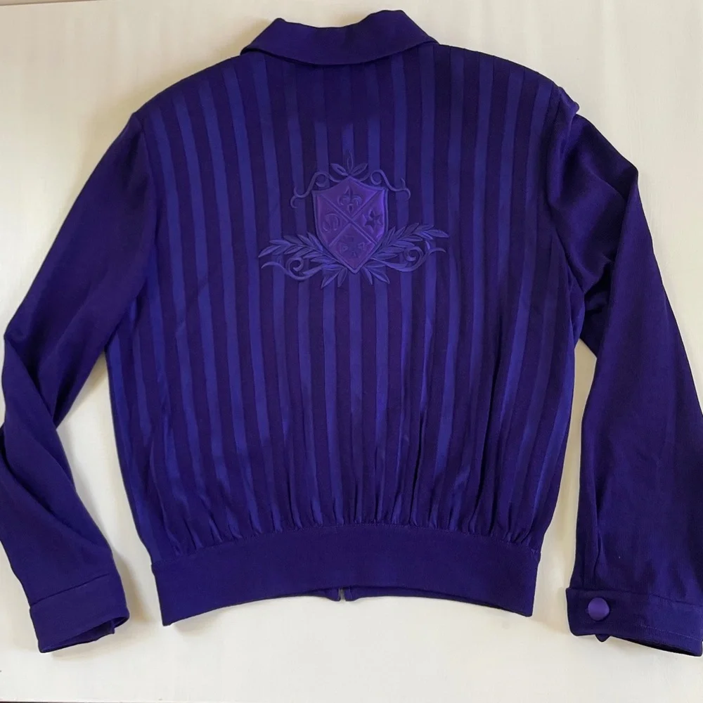 St John Santana Knit Jacket Women Royal Purple Y2K Large Old Money Preppy Logo - Picture 3 of 16
